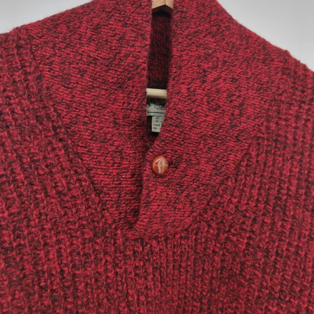 Vintage 90s American Eagle Wool Blend Sweater Men L Red Cable Knit Crew Neck USA